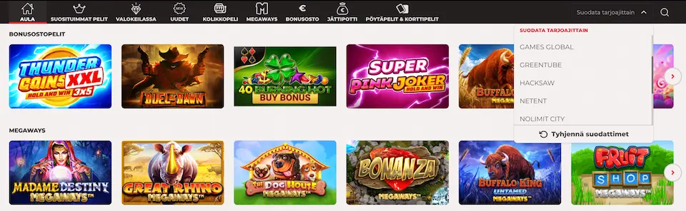 711 Casinolla voi suodattaa pelejä pelintarjoajan mukaan