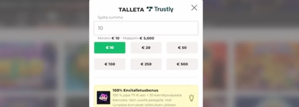711 Casinon talletusikkuna