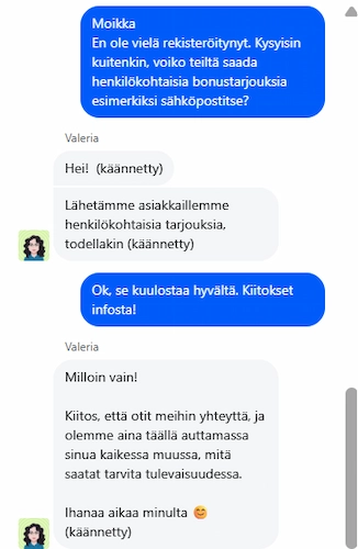 LunaLoots Casinon asiakastuki livechatissä