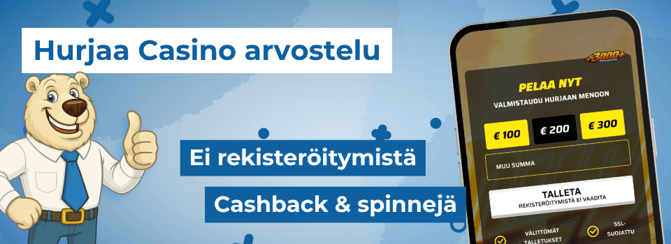 Hurjaa Casino on Pay N Play päivittäisellä cashback-edulla