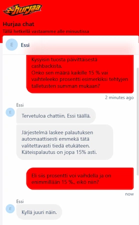 Hurjaa Casinon livetuki