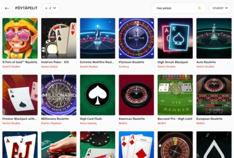 hurjaa live casino pelit