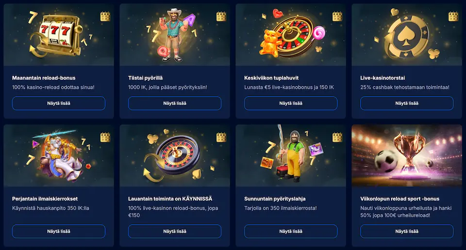 LunaLoots Casinon kampanjoita joka päivälle