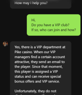 Pike Casinon live chat kokemus