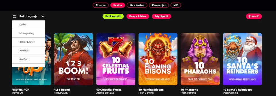 Kirpee Casino pelisuodattimet